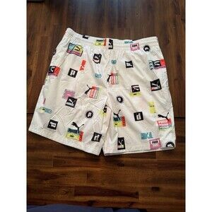 Puma 533669 02 Men's Brand Love All Over Print White Woven 8" Shorts Size XXL